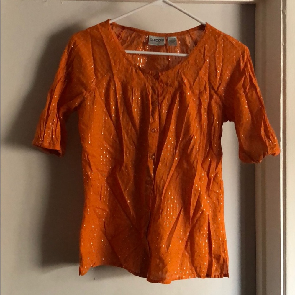 Orange button blouse